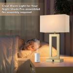 Gold Table Lamp Set with USB Ports and Dimming