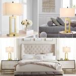 Gold Table Lamp Set with USB Ports and Dimming
