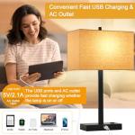21" Dimmable Bedside Lamps with USB & AC Outlets
