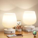 Set of 2 Touch Table Lamps with USB Ports
