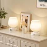 Set of 2 Touch Table Lamps with USB Ports