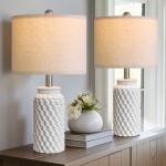 White Modern Ceramic Bedside Lamp Set of 2