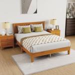 Queen Size Solid Wood Platform Bed Frame, Brown