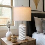 White Modern Ceramic Bedside Lamp Set of 2