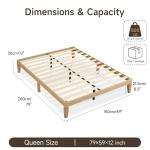 Queen Size Wood Bed Frame in Japandi Style