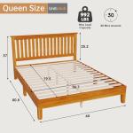 Queen Size Solid Wood Platform Bed Frame, Brown
