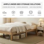 Queen Size Wood Bed Frame in Japandi Style