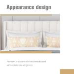 Beige Velvet Queen Upholstered Platform Bed Frame