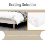 Beige Velvet Queen Upholstered Platform Bed Frame