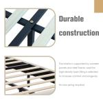 Beige Velvet Queen Upholstered Platform Bed Frame