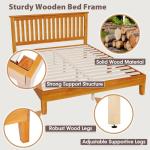 Queen Size Solid Wood Platform Bed Frame, Brown