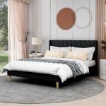 Queen Upholstered Platform Bed Frame in Black