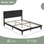Queen Bed Frame with Velvet Headboard and Slats