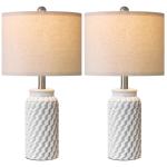 White Modern Ceramic Bedside Lamp Set of 2
