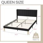 Queen Upholstered Platform Bed Frame in Black