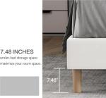 Beige Velvet Queen Platform Bed Frame with Headboard