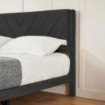 Queen Bed Frame with Velvet Headboard and Slats