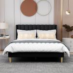 Queen Upholstered Platform Bed Frame in Black