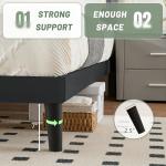 Queen Bed Frame with Velvet Headboard and Slats