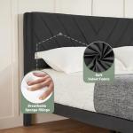 Queen Bed Frame with Velvet Headboard and Slats