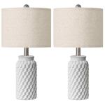 White Modern Ceramic Bedside Lamp Set of 2