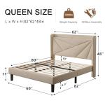 Queen Size Upholstered Bed Frame with Charging Station