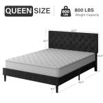 Queen Linen Upholstered Bed Frame with Wood Slats
