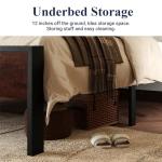 Queen Size Platform Bed Frame with Wooden Headboard