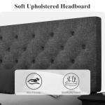 Queen Linen Upholstered Bed Frame with Wood Slats