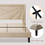 Queen Size Upholstered Bed Frame with Charging Station