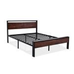 Queen Size Platform Bed Frame with Wooden Headboard