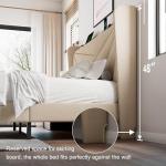 Queen Size Upholstered Bed Frame with Charging Station