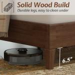 Queen Solid Wood Bed Frame with Upholstered Headboard
