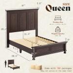 Solid Wood Queen Bed Frame with High Headboard
