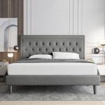 Allewie Queen Upholstered Platform Bed Frame, Light Grey