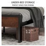 Queen Size Metal Platform Bed with Wooden Headboard