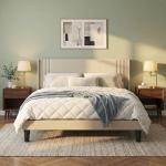 Gizoon Queen Upholstered Bed Frame with Wingback