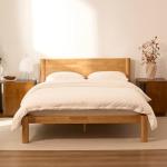 Solid Rubberwood Queen Bed Frame with Storage