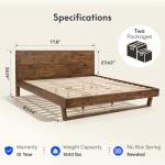 Solid Acacia Wood King Bed Frame with Storage