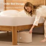 Solid Rubberwood Queen Bed Frame with Storage