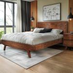 Queen Platform Bed Frame in Walnut Finish