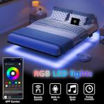 HAVONIZD Queen Floating Bed Frame with LED Lights