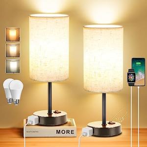 Set of 2 Dimmable Bedroom Table Lamps