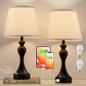 Touch Table Lamps Set of 2 with USB Ports