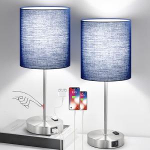2-Pack Touch Control Table Lamps with USB Outlets