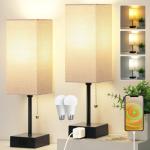 Set of 2 Bedroom Table Lamps with AC Outlet