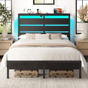 Rolanstar Queen Bed Frame with LED Lights