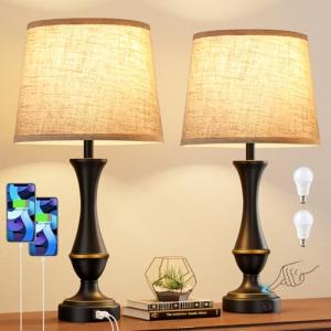 Seealle Touch Lamps Set with USB Ports - 2 Pack