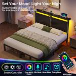 Rolanstar Full Size Bed Frame with LED Lights
