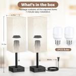 Set of 2 Bedside Table Lamps with Charger